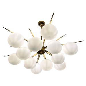 Elegant Murano Glass & Brass Chandelier, 2000s Mid-Century Modern Design